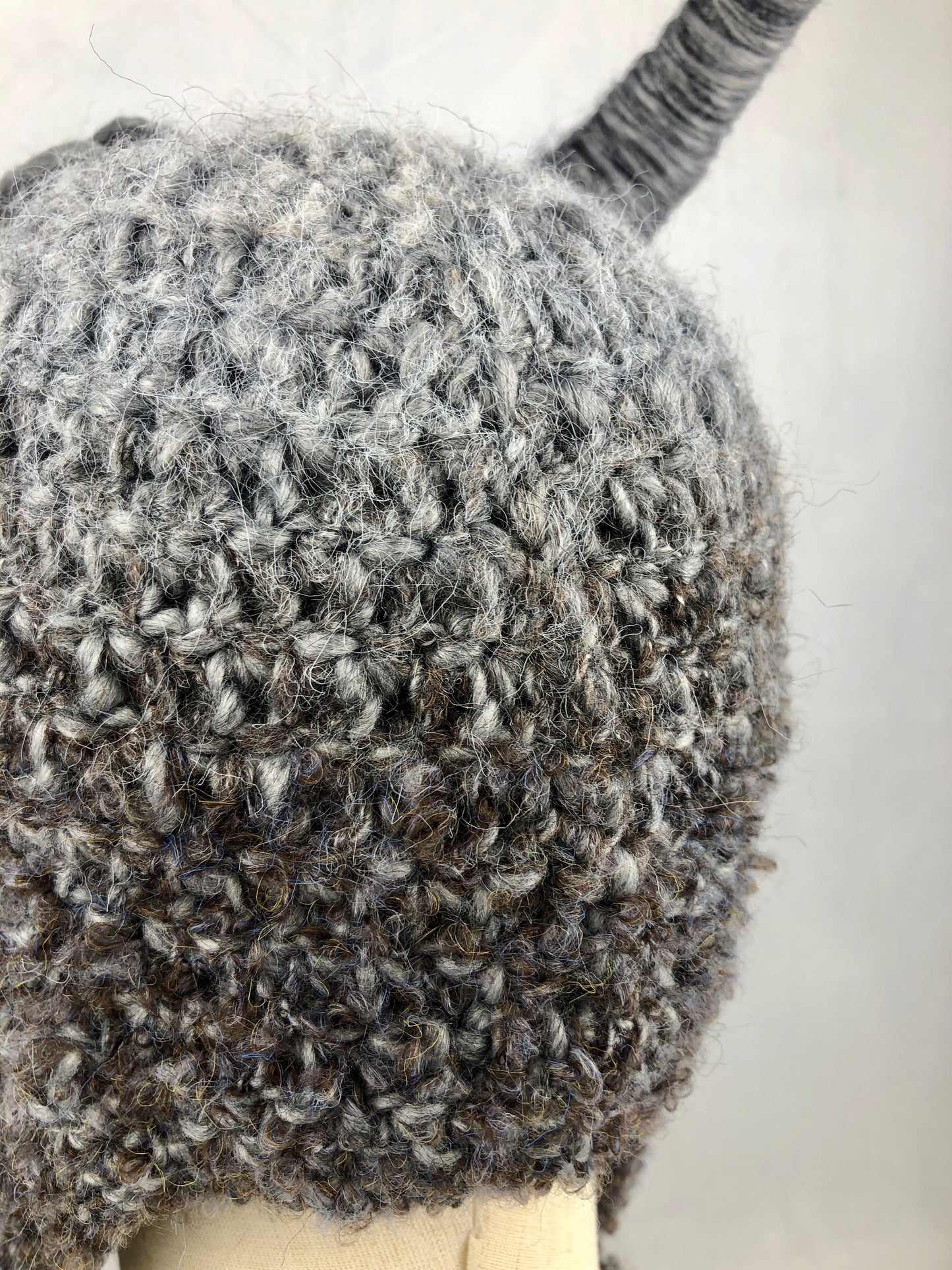 Grey goat earflap wool hat