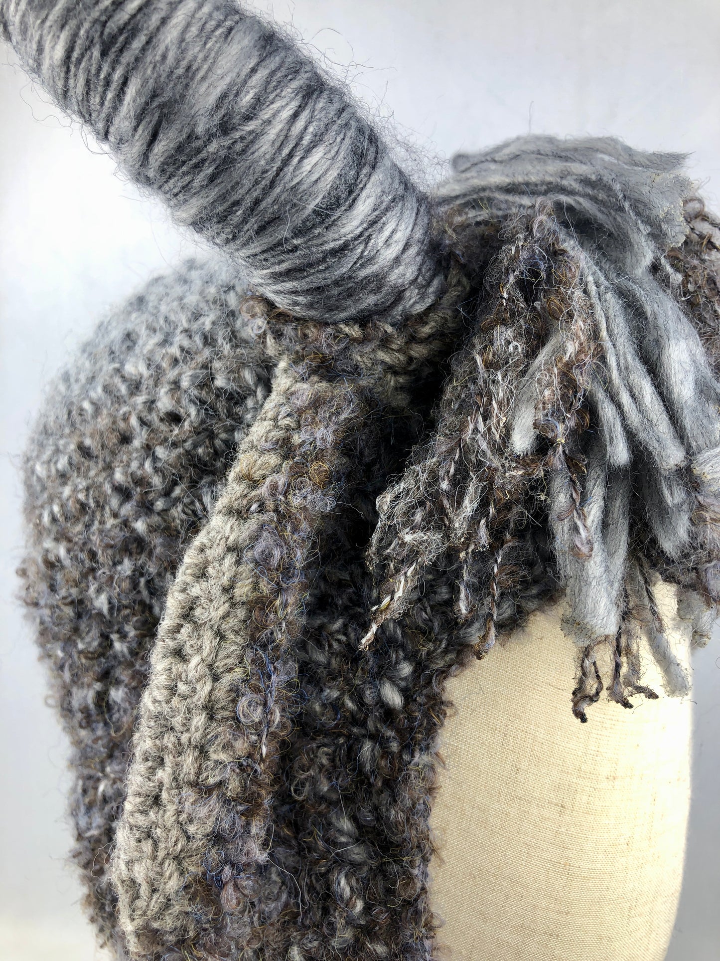 Grey goat earflap wool hat