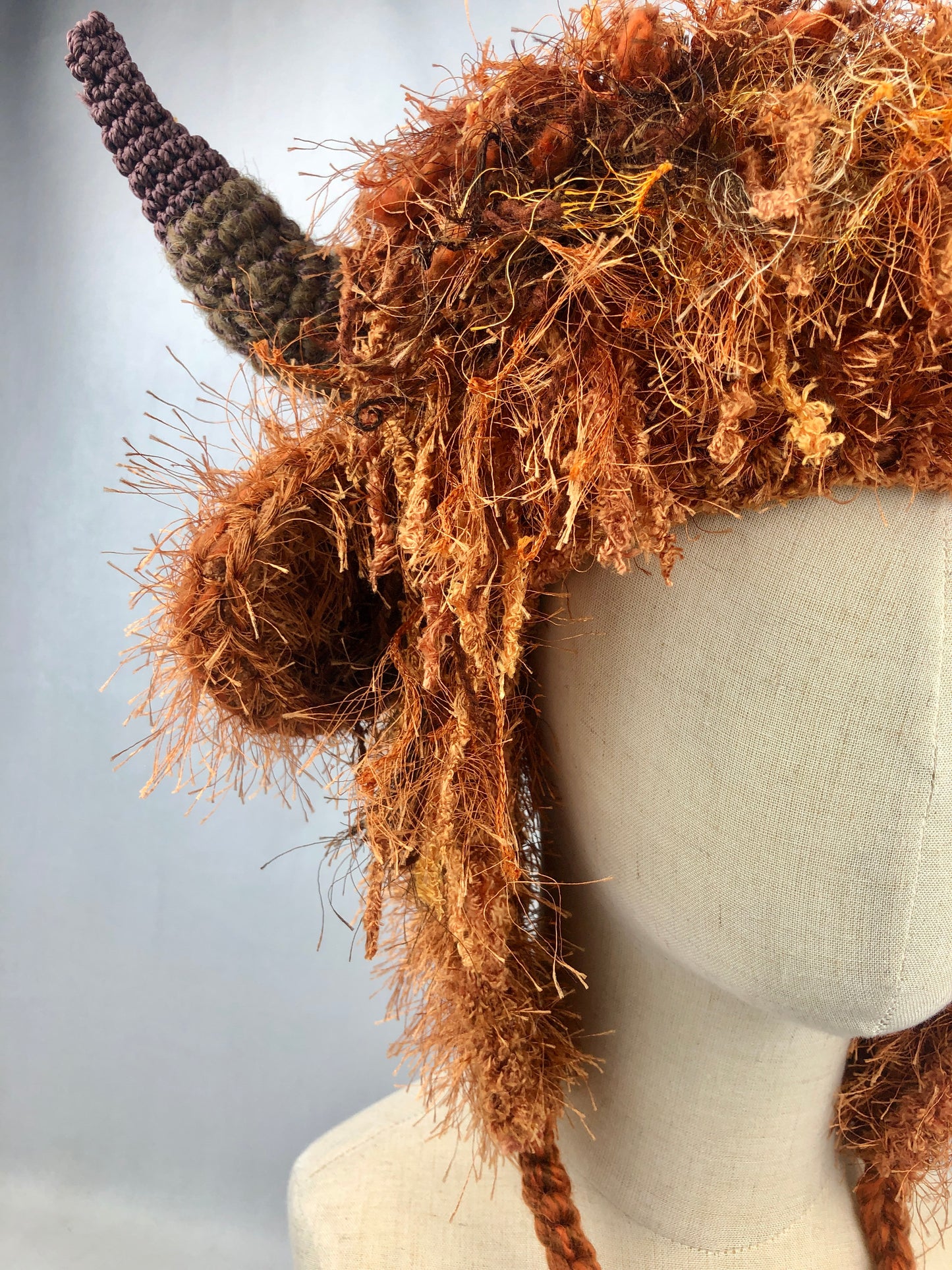 Highland cow hat earflaps winter, festival hat