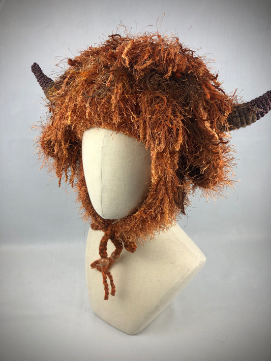 Highland cow hat earflaps winter, festival hat