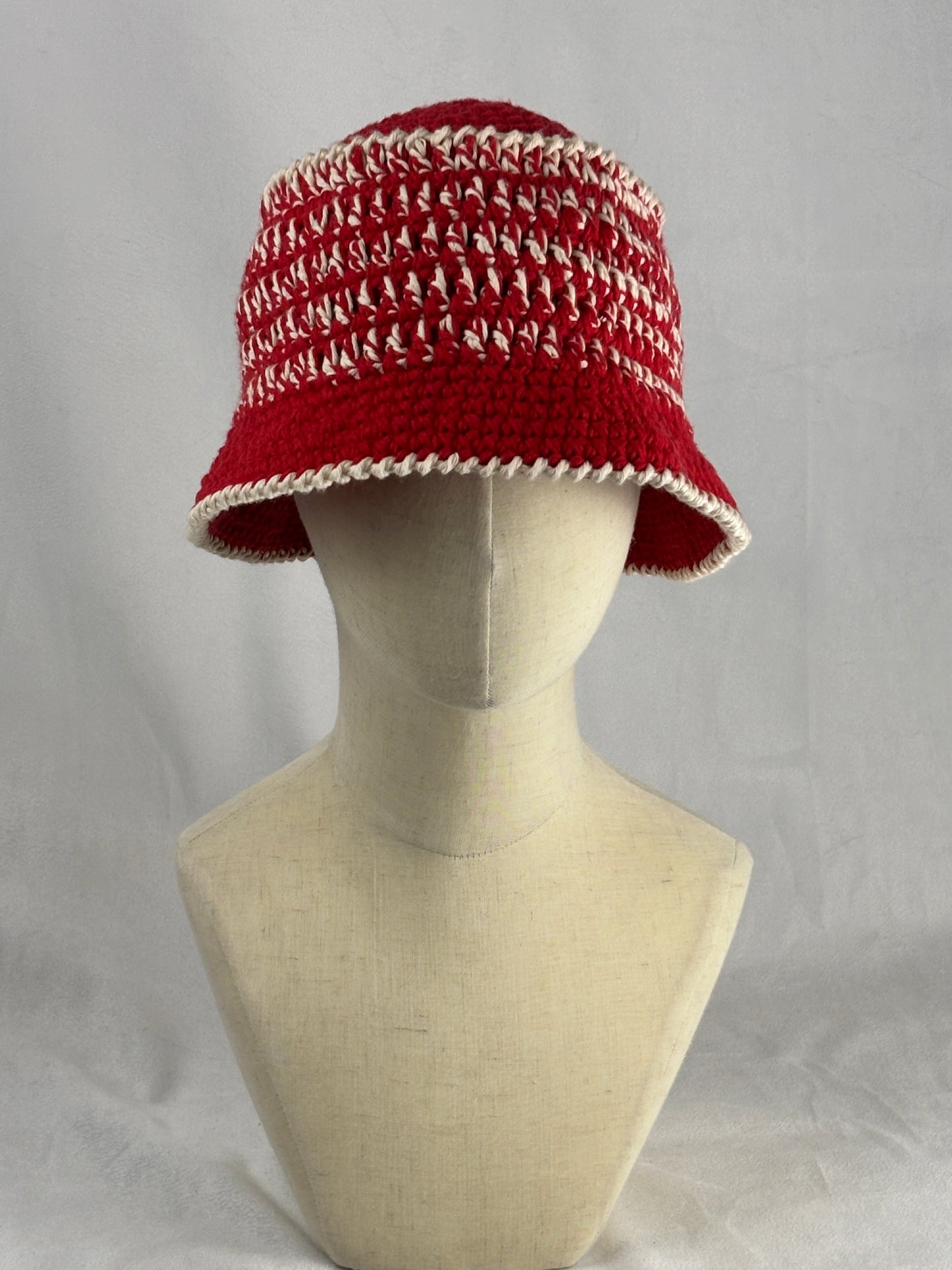 Red cream cotton bucket