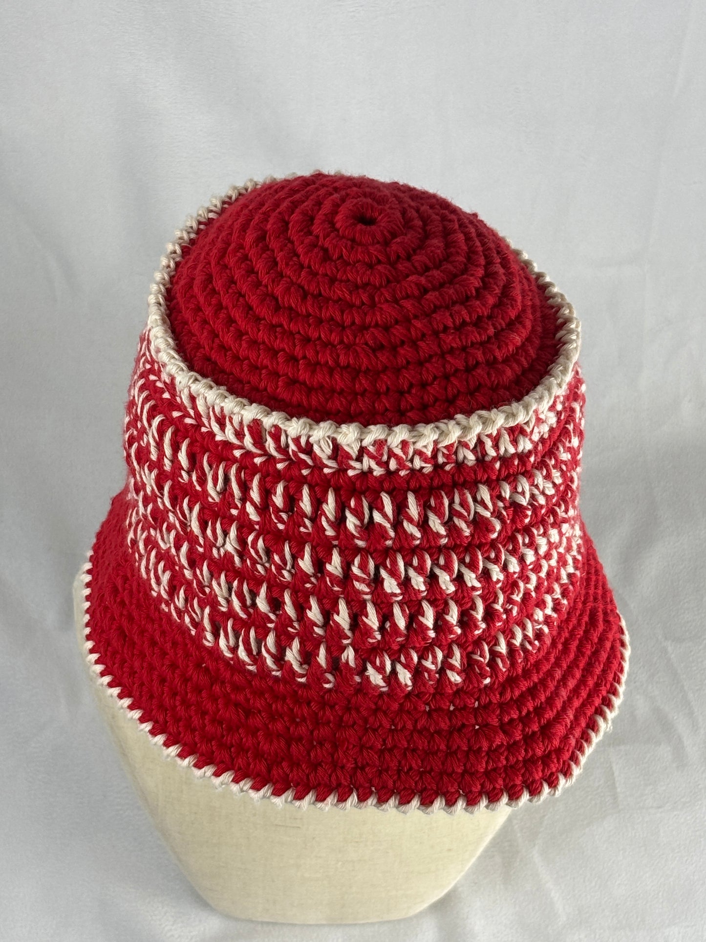 Red cream cotton bucket