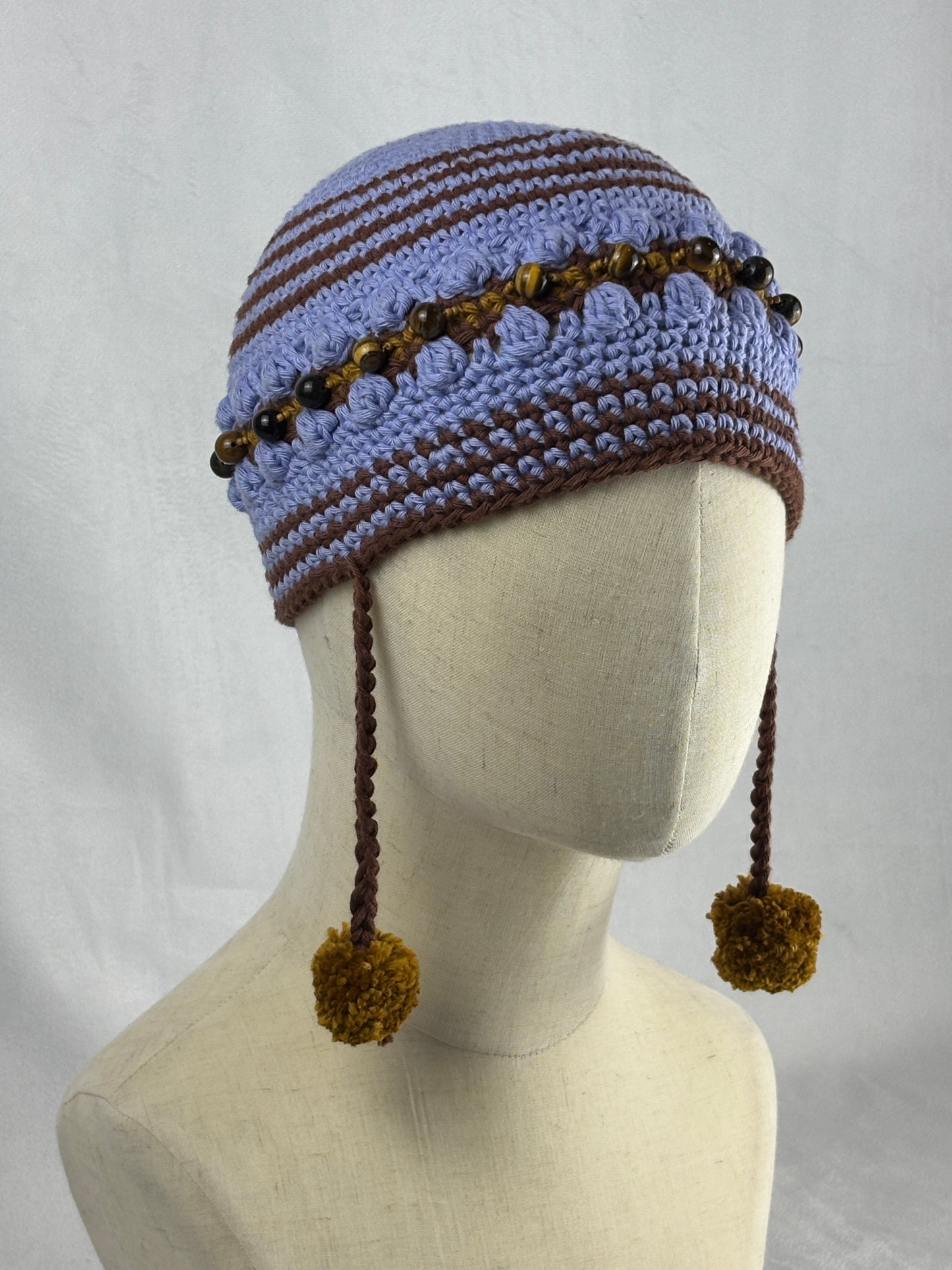 Blue brown Tiger`s EYE hat