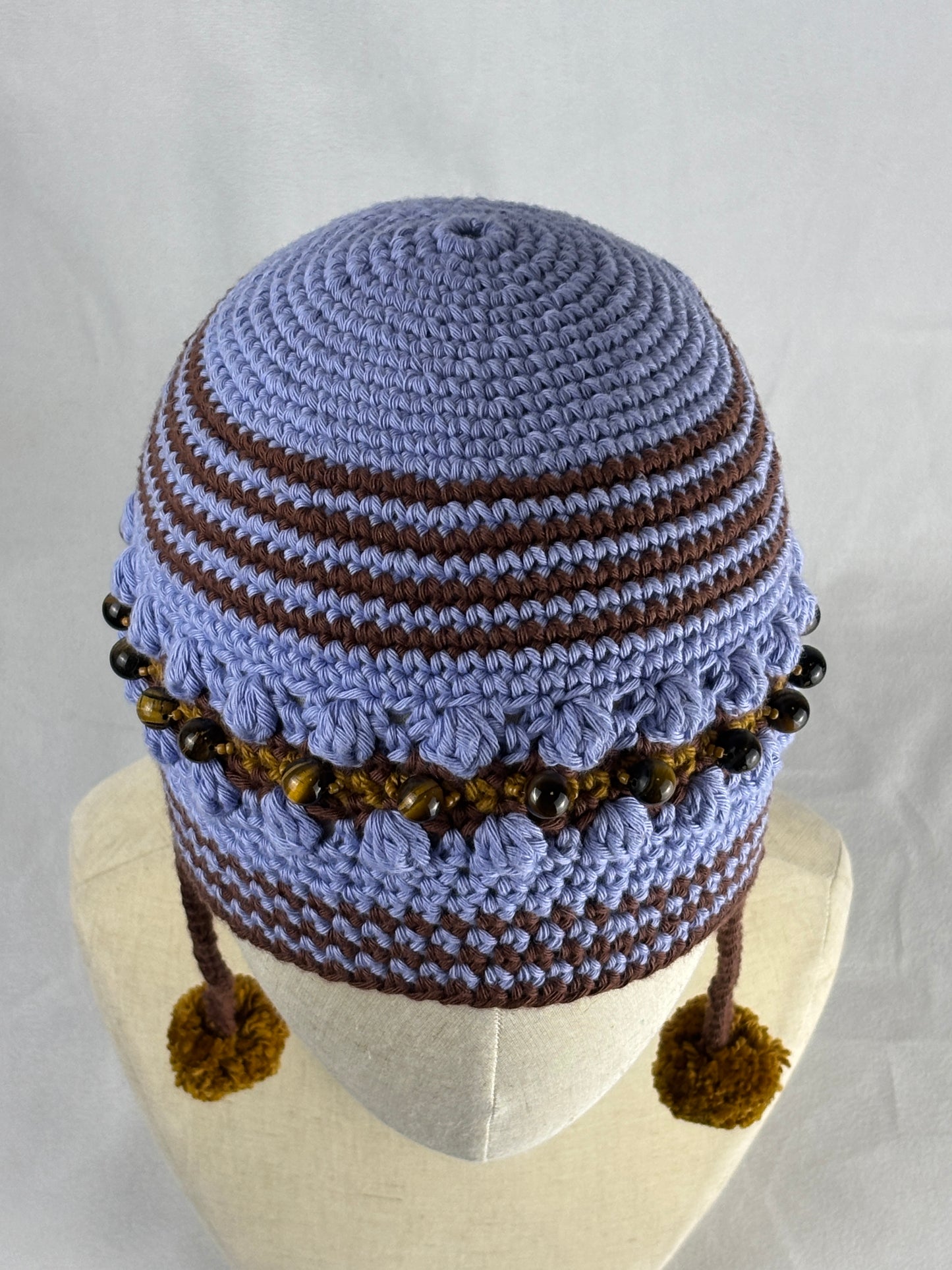 Blue brown Tiger`s EYE hat
