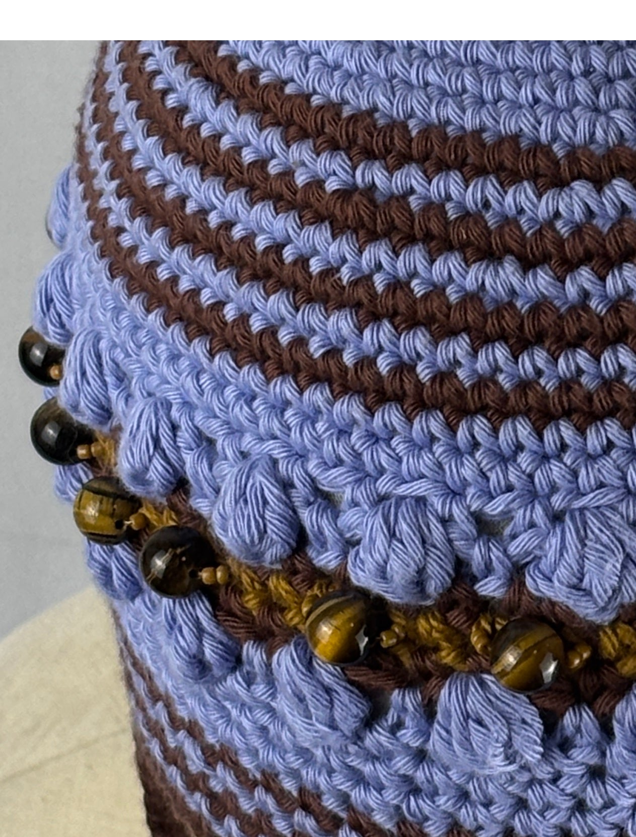 Blue brown Tiger`s EYE hat