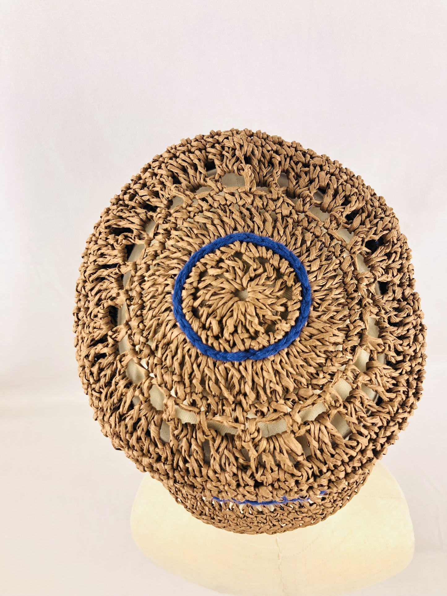 Brown blue raffia summer bucket